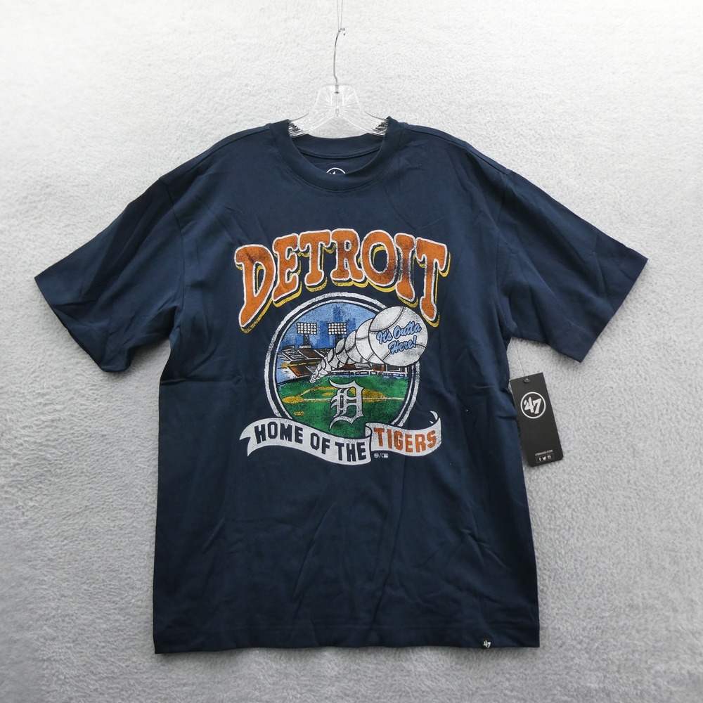'47 Brand Shirt Mens Medium Detroit Tigers Navy Blue Cotton Short Sleeve MLB